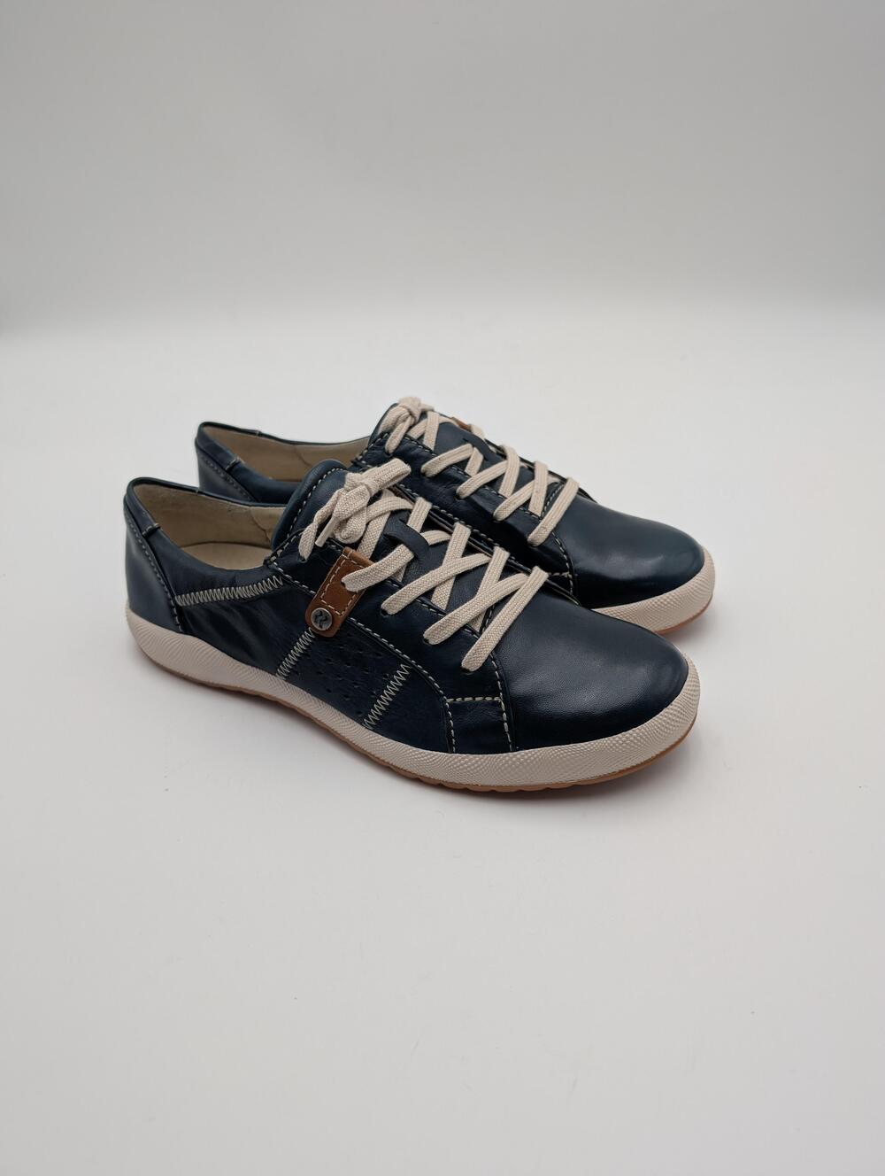 Romika Shoes Womens Size 5.5 Blue Leather Sneaker Comfort Lace Up EU 36 New